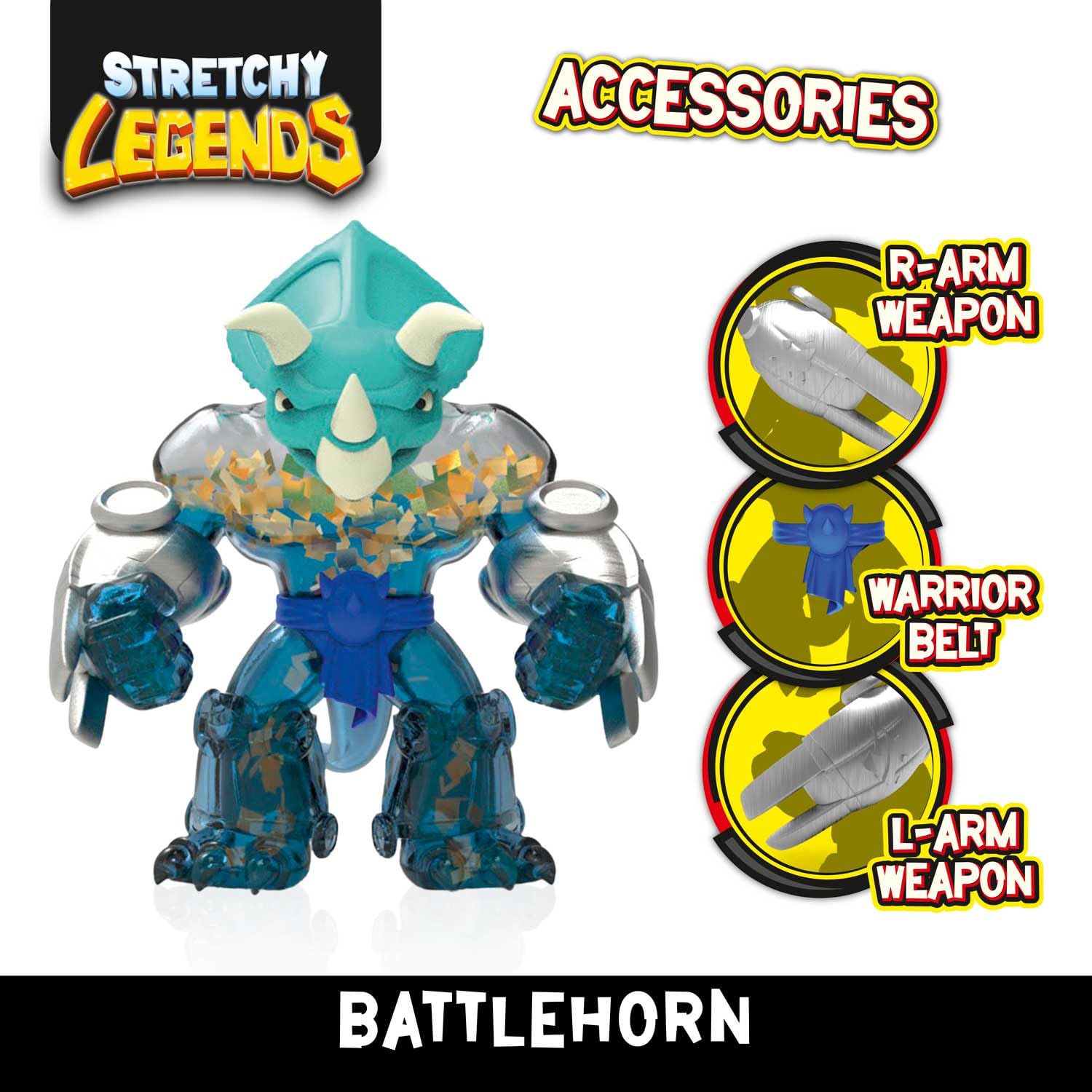 STRETCHY LEGENDS Battlehorn Elastic Action Figure for Kids Age 3+, Deformable Superhero Toy with Slime Filling - Image 2