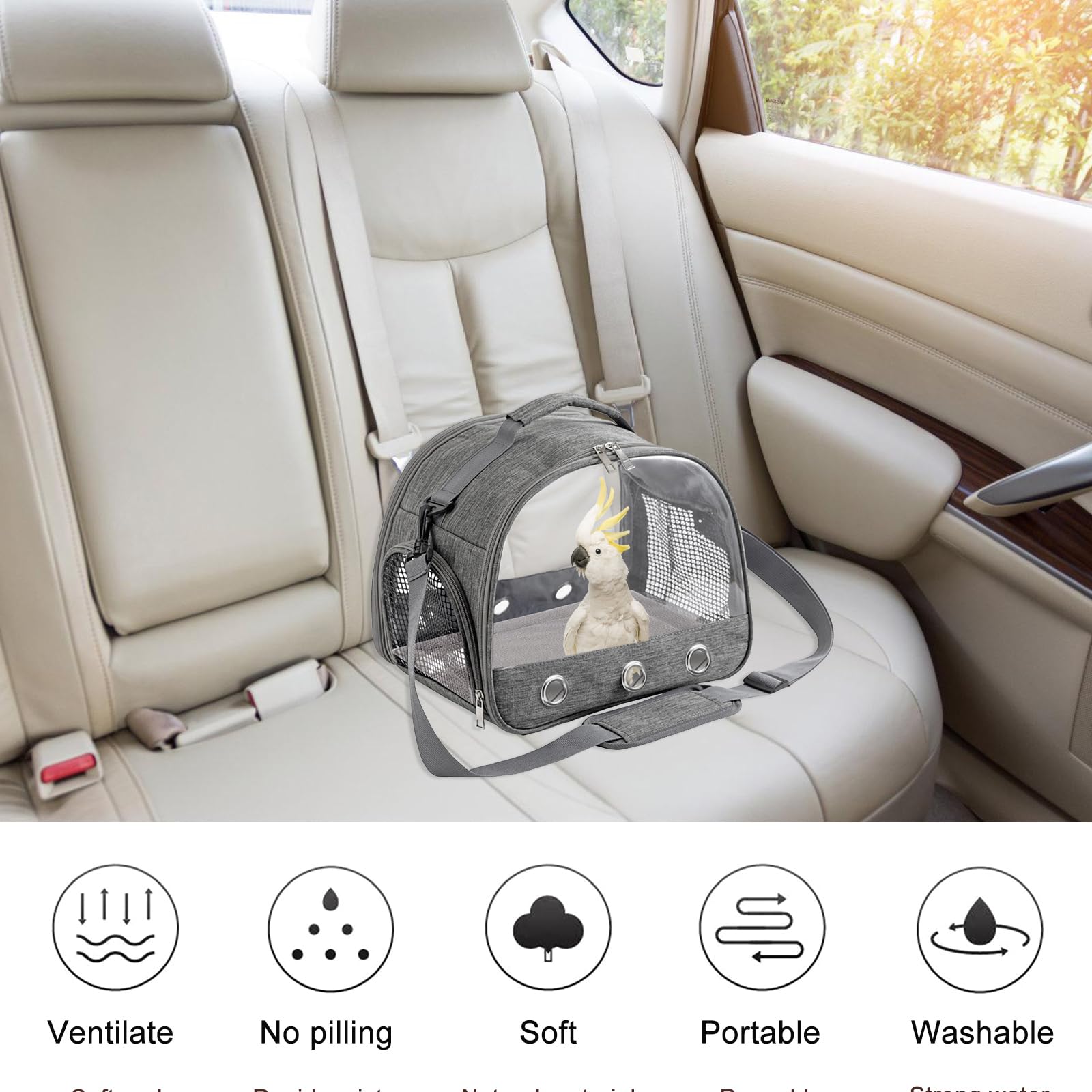 Petit sac de transport pour animaux de compagnie, petit animal, boîte de transport pour chat, avec ouverture latérale, sac de transport pliable, pour chatons, chiots, oiseaux (gris)