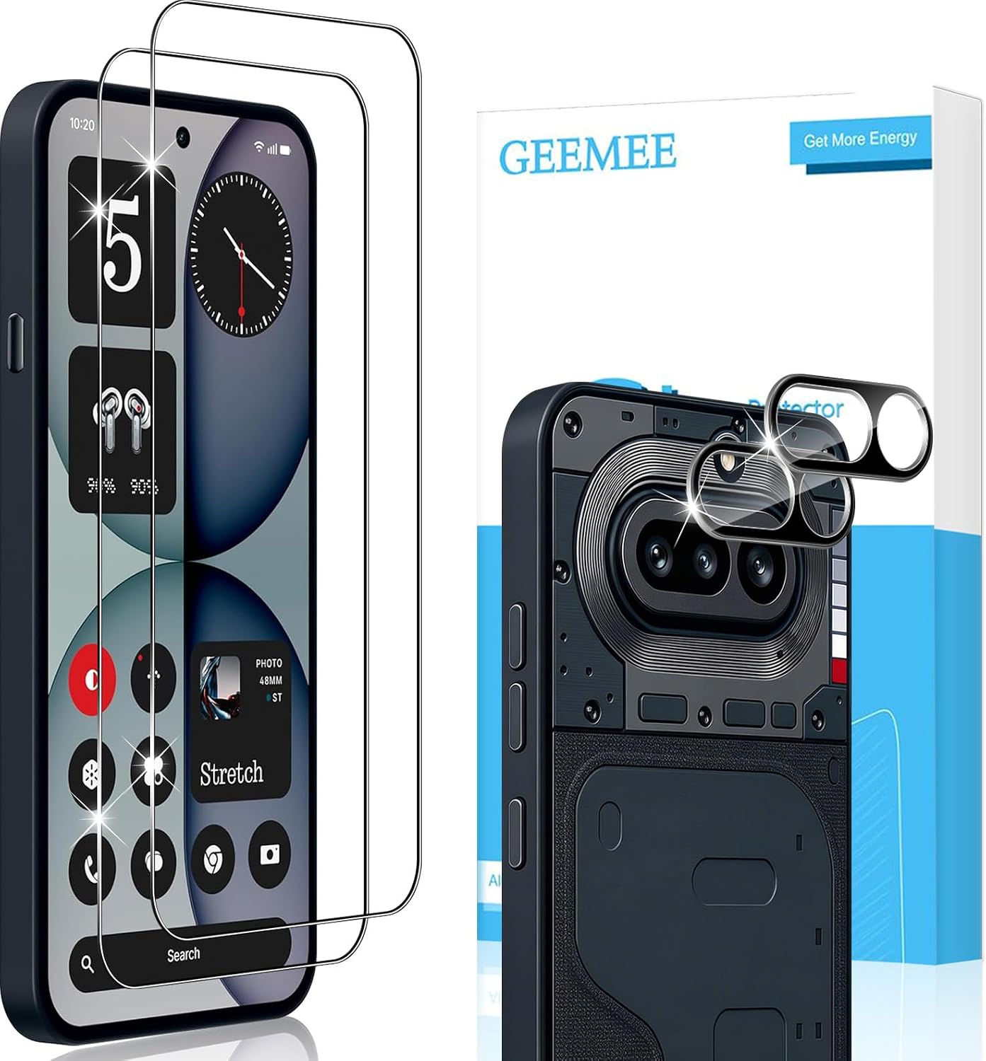 Tempered Glass Screen Protector for Nothing Phone 4A Pro Pack of 2 Screen Protectors + 2 Camera Protection Black 9H Hardness Anti-Scratch Clear HD Protective Glass Bubble-Free Screen