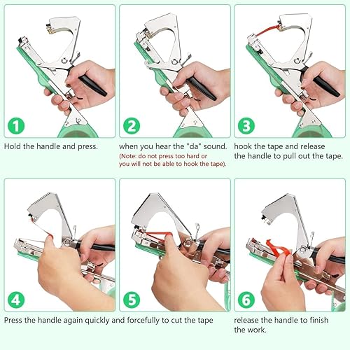 Miniatura 4 de Miyake Máquina de atar plantas, herramienta de cinta de jardín para atar tomates, pimientos, vides, uvas, pistola ergonómica de cinta para plantas