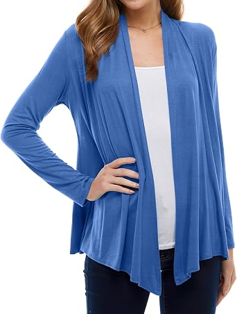 Azules Long Sleeve Womens Cardigan, Thin Flowy Rayon Sweater Lightweight Cardigan for Casual or Dressy Outfits