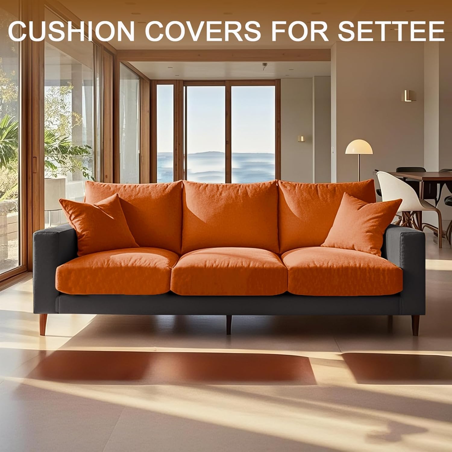Sofa Seat Cushion Covers Set, Sofa Cushion Slipcovers Stretch Velvet, Couch Cushion Cover Replacement for Individual Cushion with Elastic Fabric (Tangerinr,Backrest)