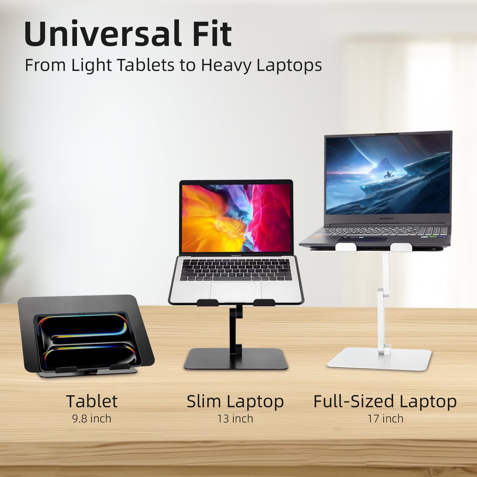 Rmour MT3 - Convertitore da scrivania regolabile e robusto per computer portatile e supporto da lavoro, supporto ergonomico pieghevole per casa (argento)