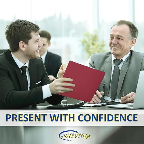 Miniatura 10 de Paquete de 10 carpetas de dos bolsillos, color rojo, carpetas de papel grueso fuerte, para tamaño carta, por ACTIVITYya