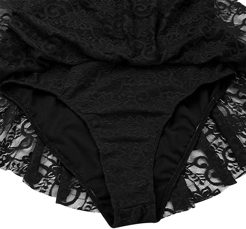 Miniatura 7 de JEATHA Leotardo de ballet de encaje floral para mujer, mangas para dedos, vestido de patinaje sobre hielo