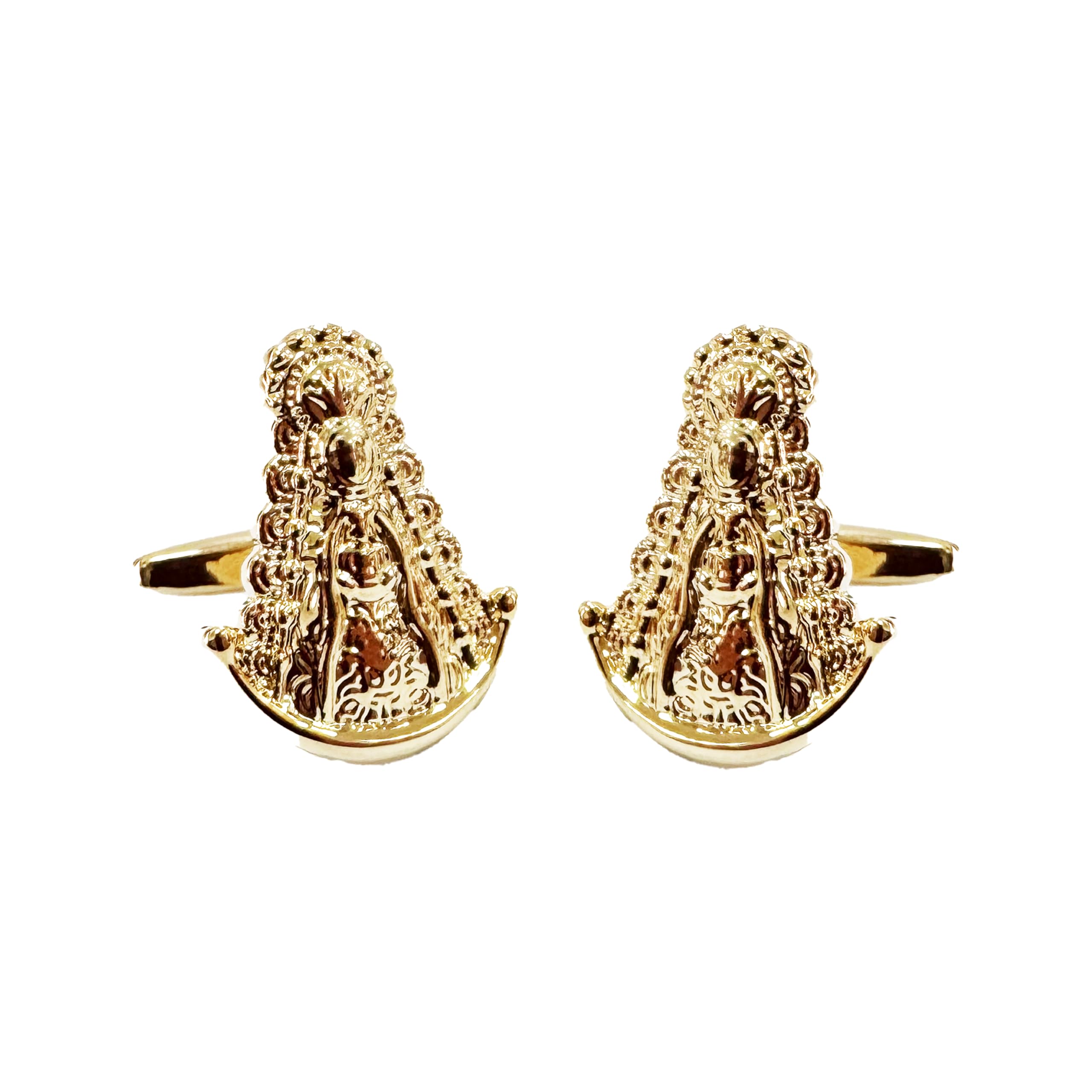 Pla Pla Pla Gemelos forma Virgen del Rocío acabado dorado. Gemelos de la Blanca Paloma para Bodas, eventos, fiesta. Gemelos Camisa Traje Esmoquin con diseño ancla. Regalo día del padre, novio, regalo padrino.