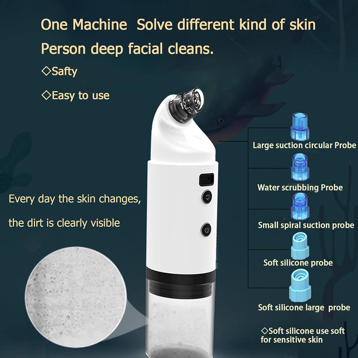 Elitzia Mitesserentferner Staubsauger, USB-Aufladung mit Akne/Komedonenextraktor, Hydra Tiefenreinigung, Maschine ET1010