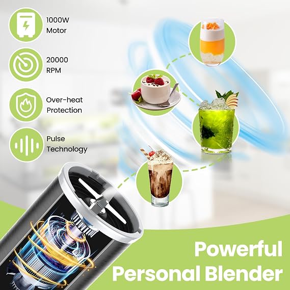 iCucina 1000W Smoothie Blender Family Bundle - Make 4 Drinks at Once & Enjoy Together!