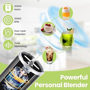 iCucina 1000W Smoothie Blender Family Bundle - Make 4 Drinks at Once & Enjoy Together!