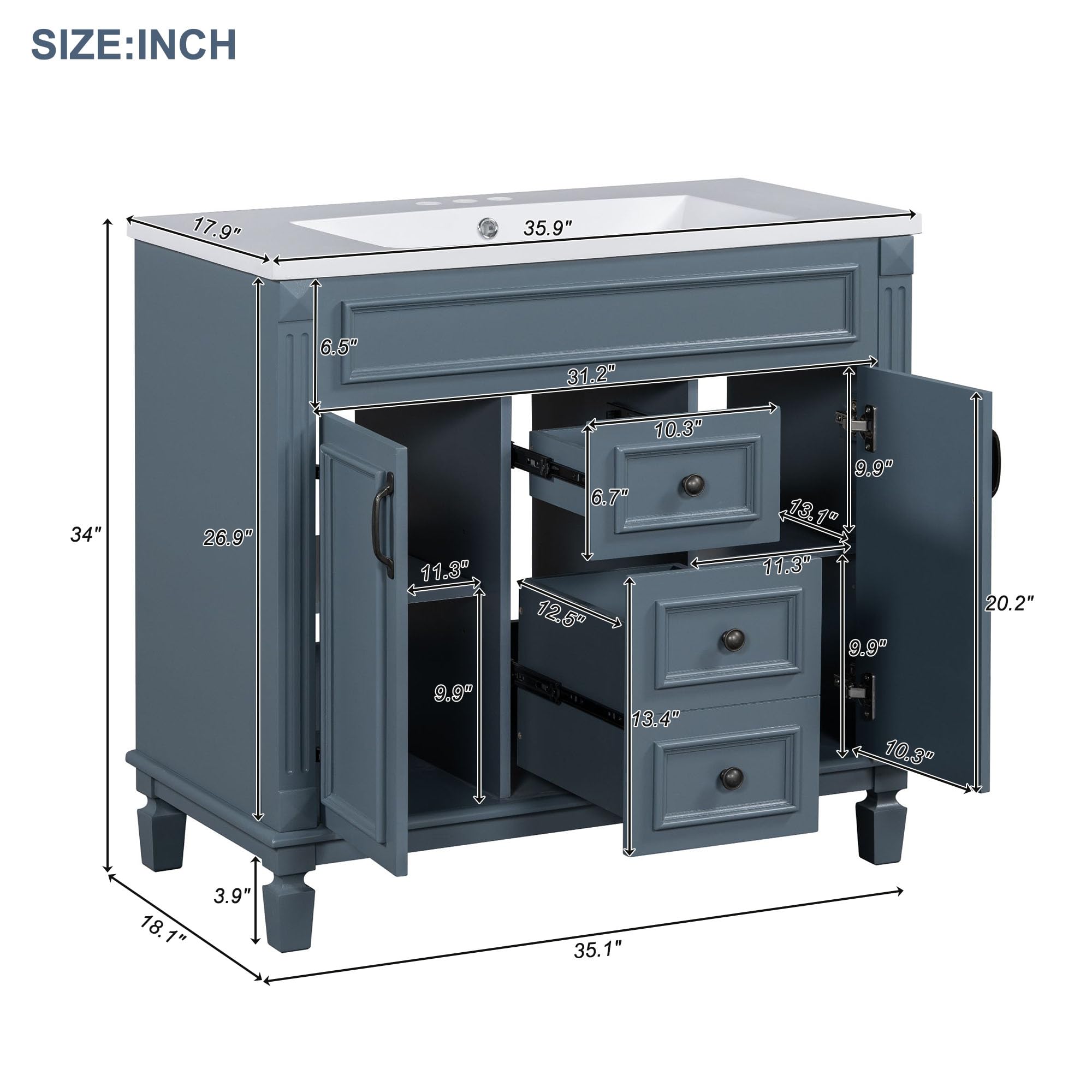 Merax 36??? Bathroom Vanity with Sink, 36 inch Bathroom Vanity Cabinet ...