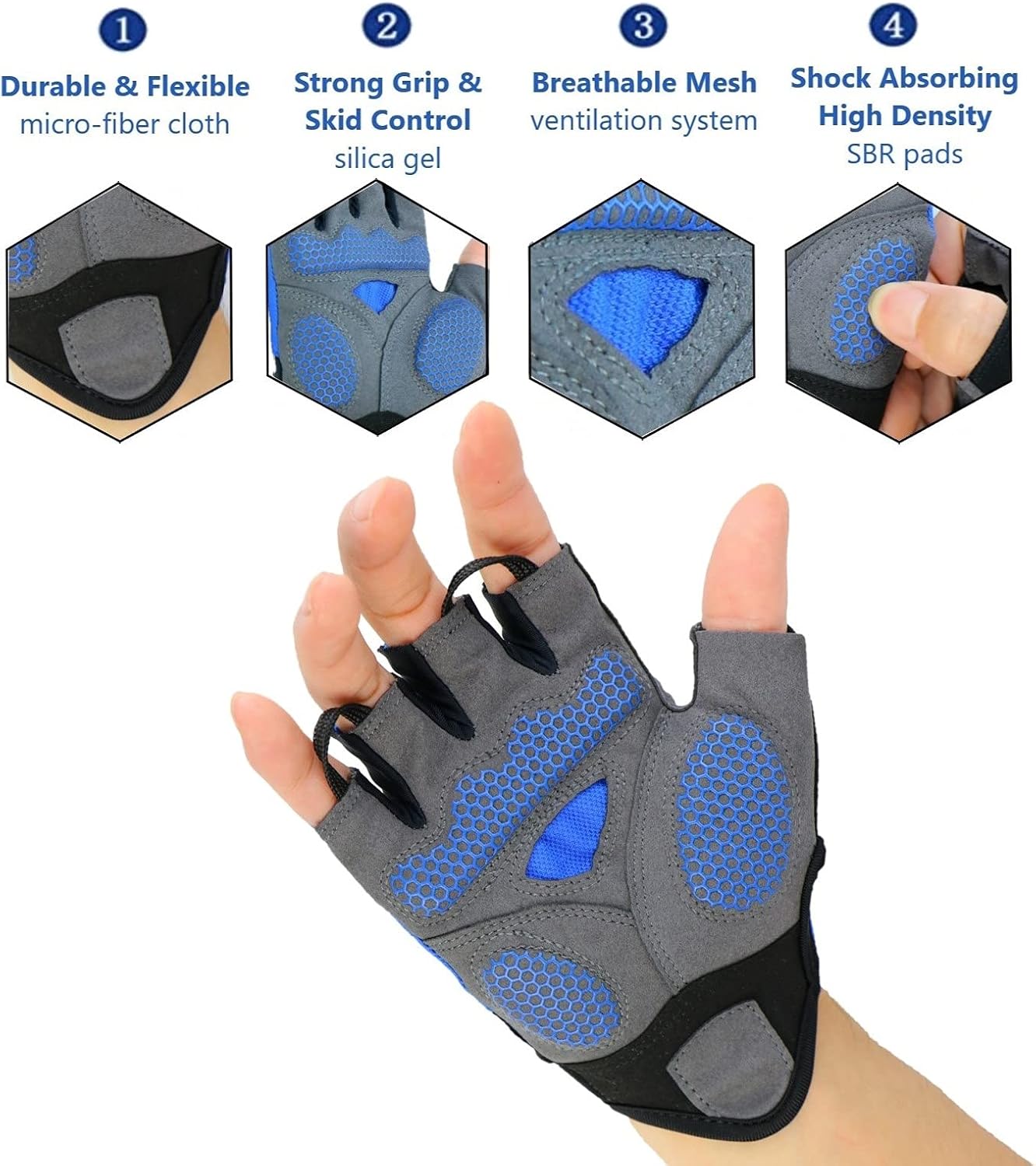 Cycling Gloves Mountain Bike for Men – Shock Absorbing SBR Gel Padded – Anti Slip Palm – Ultra Breathable – Specialized for Mens Bicycling, Biking, MTB Biker, Road Bicycle Riding - Image 2