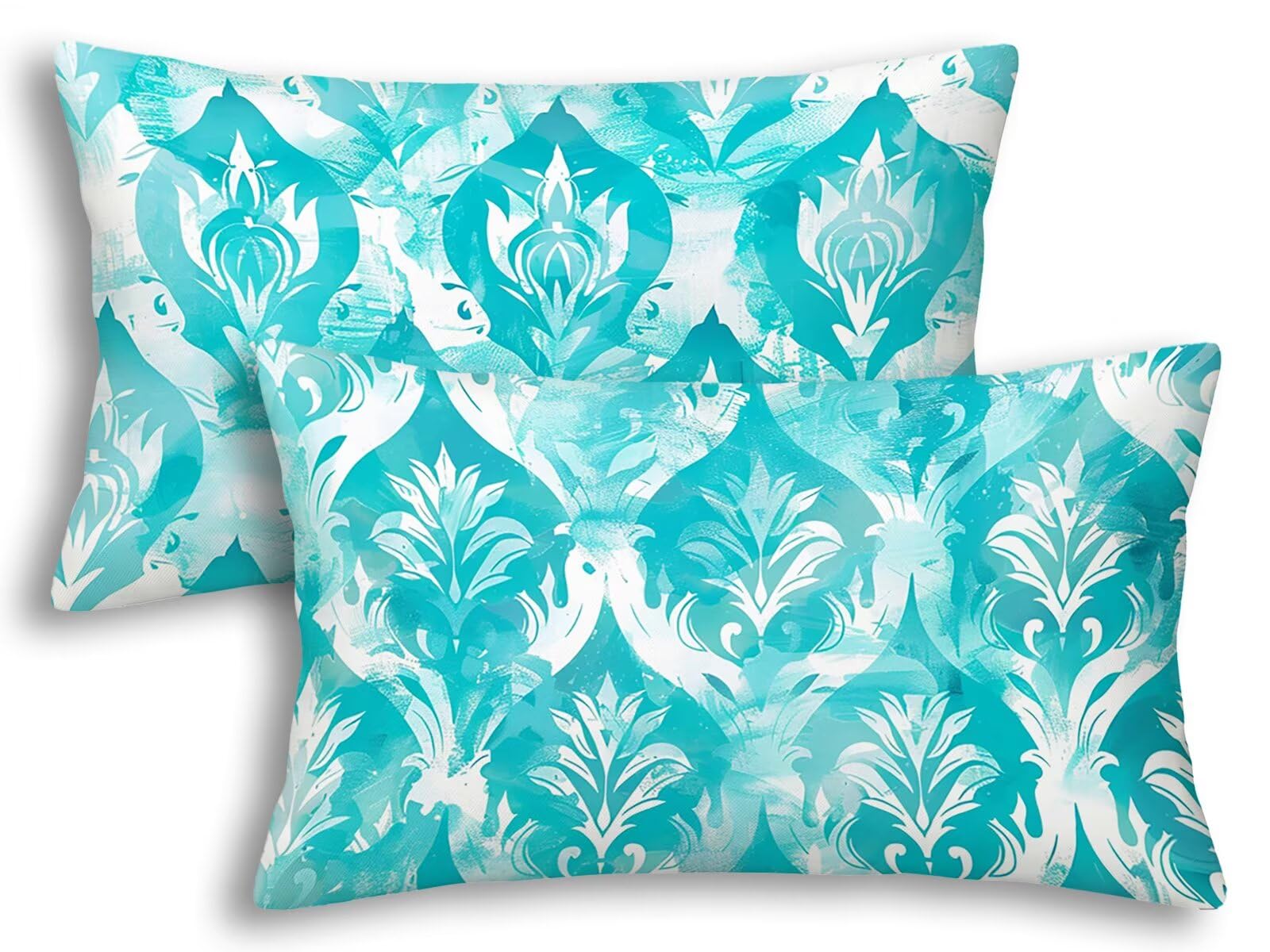 Taie oreiller 40x80 vert lot de 2 housses de coussin rectangulaires bohème pour la déco du salon