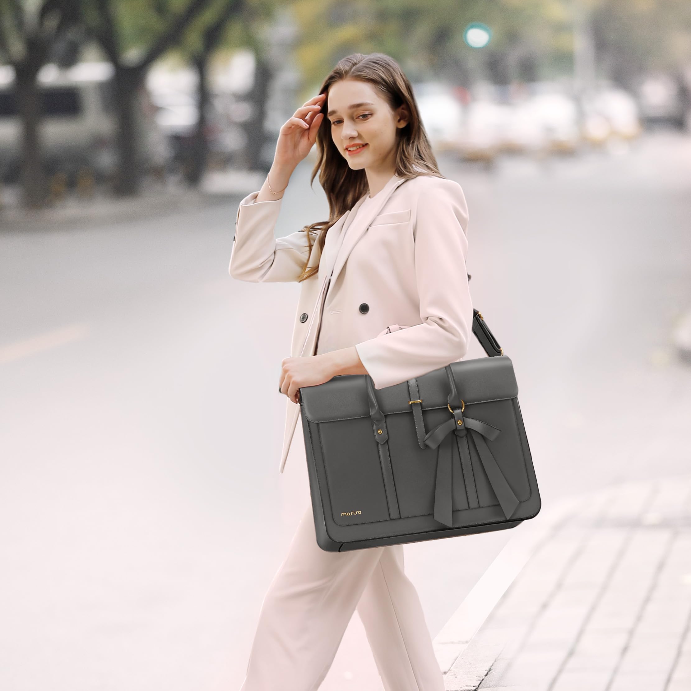 Borsa Porta Laptop MOSISO In Pelle PU - Tracolla Convertibile Per Donna, 15-16 Pollici