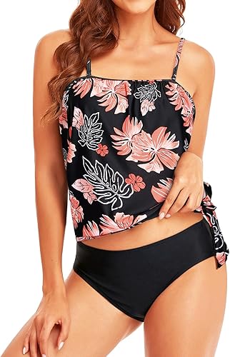 Miniatura 4 de Holipick Traje de baño de dos piezas sin tirantes tankini para mujer, trajes de baño bandeau, parte superior tankini con parte inferior