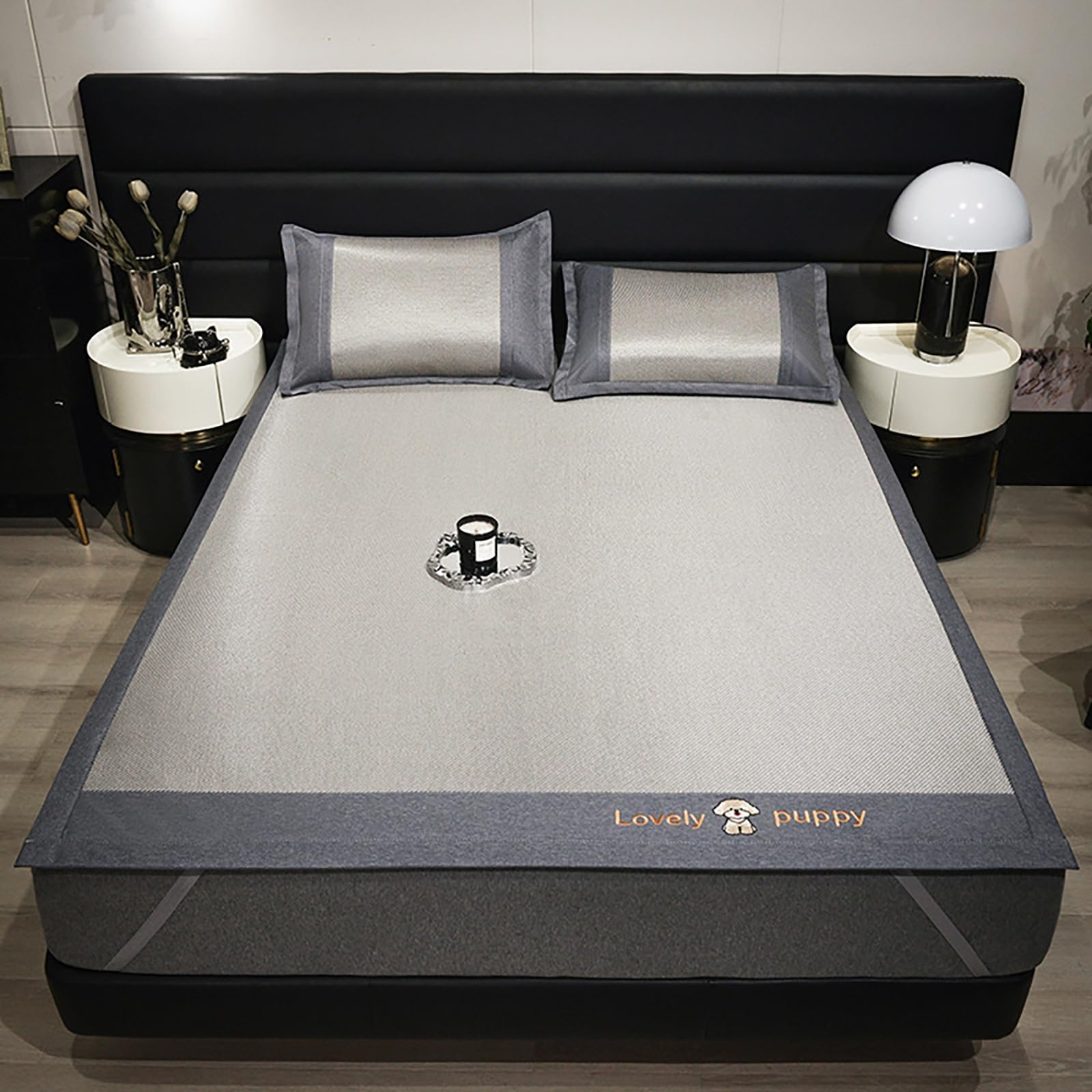 EYRMQWJPC Foldable Summer Bed Mat, Cooling Foldable Sleeping Mat with Pillowcase Bamboo Material Multicolor Multiple Sizes(Silver Gray+white,200 * 220cm)
