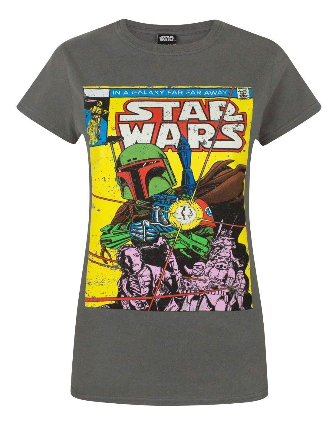 Star Wars Boba Fett Comic Women's T-Shirt Charcoal