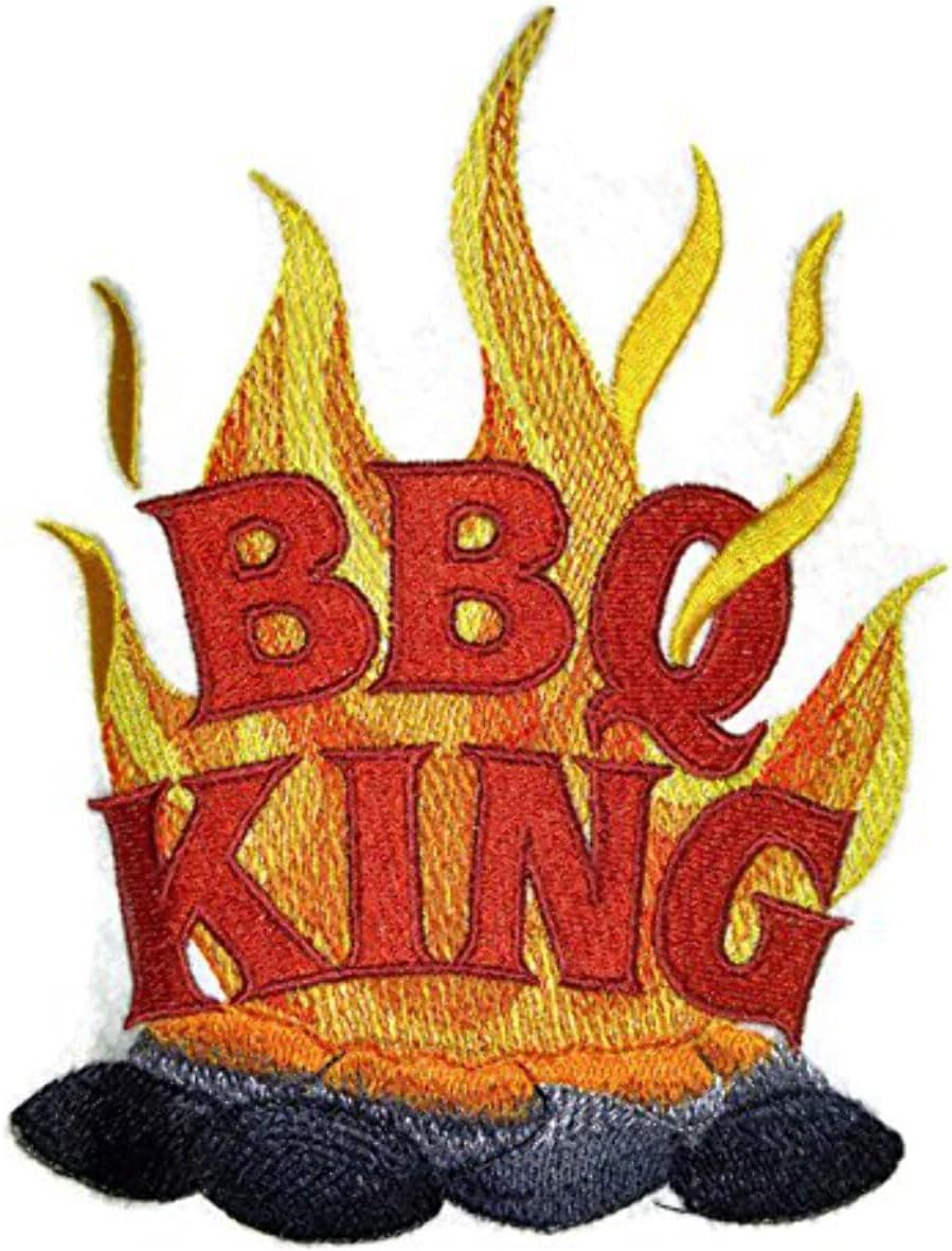 Custom BBQ Apron Design [BBQ King] Embroidered Iron On/Sew Patch [5 X 6] Made in USA