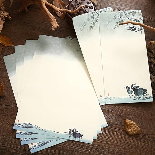 Miniatura 7 de SCStyle 16 bonitos sobres retro de 8.46 x 4.33 pulgadas, 32 encantadores diseños especiales kawaii estilo chino papelería papel carta de escritura