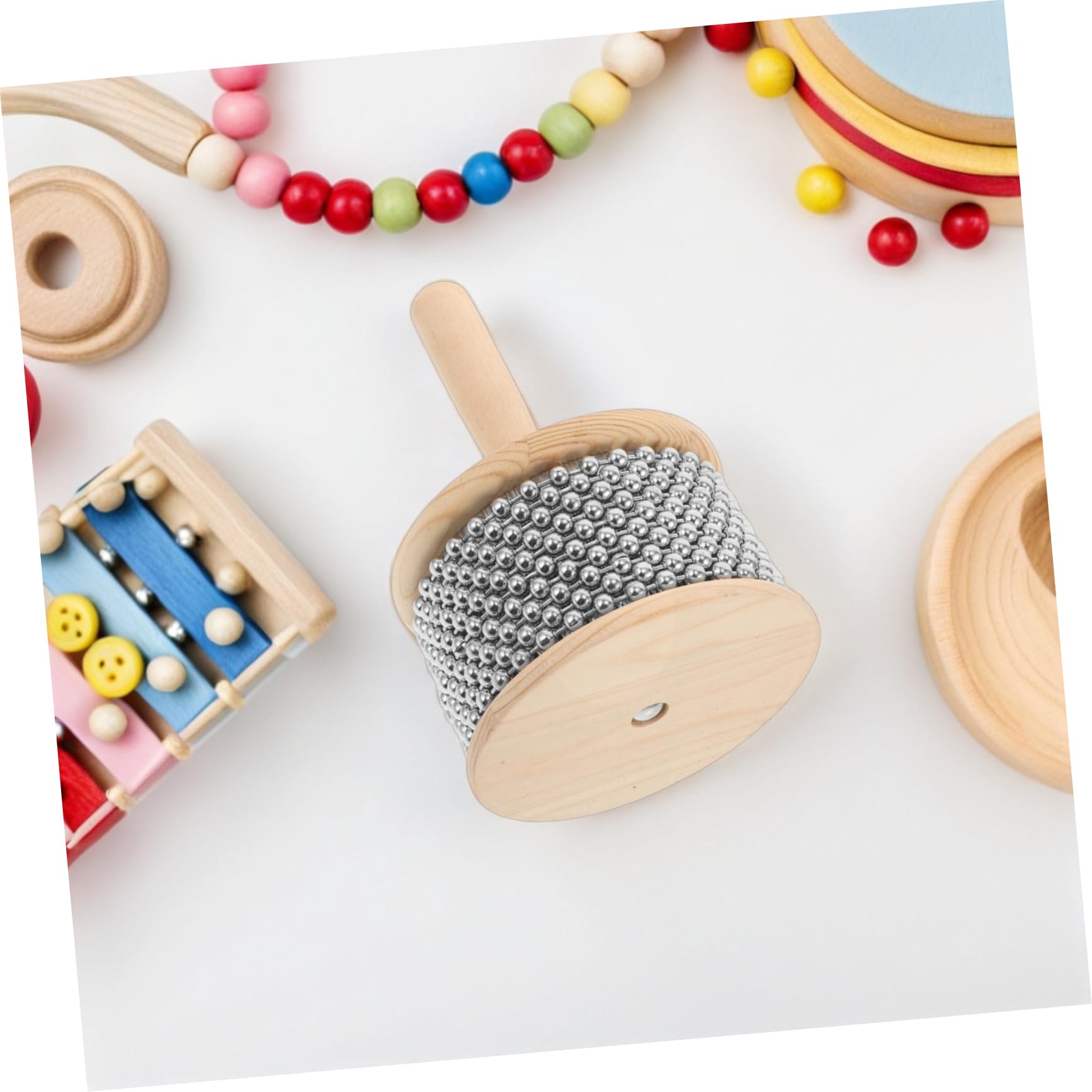 SUPVOX Instrumento Fácil de Aprender para Enseñanza Escolar Cabasa Diseño Elegante de Percusión Manual de Madera y Metal y Presentaciones en Grupo