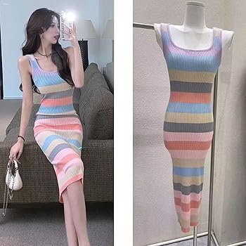 Amazon.co.jp: [YOTORISAKI] タイトワンピース ニットワンピース