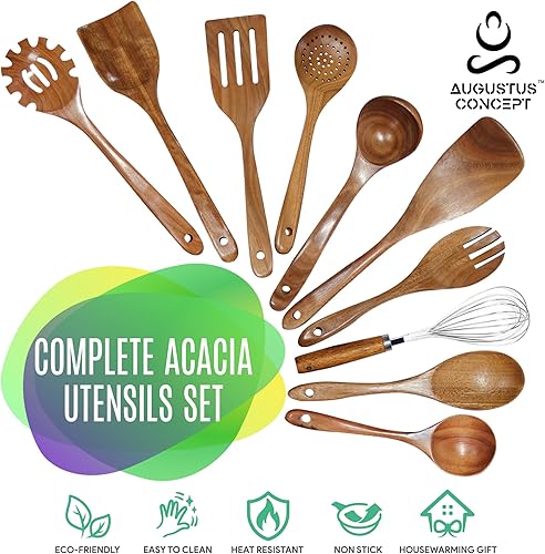 Miniatura 2 de Juego de utensilios de cocina  Juego de 25 utensilios de madera  Cucharas de madera antiadherentes para cocinar  Juego de utensilios de cocina de