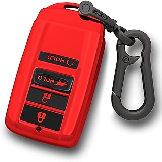 for Acura Key fob Cover case,with Keychain fit MDX RDX RLX ILX TLX Smart Remote Vehicle Accessories,Soft TPU Key case,4 Buttons(Red)
