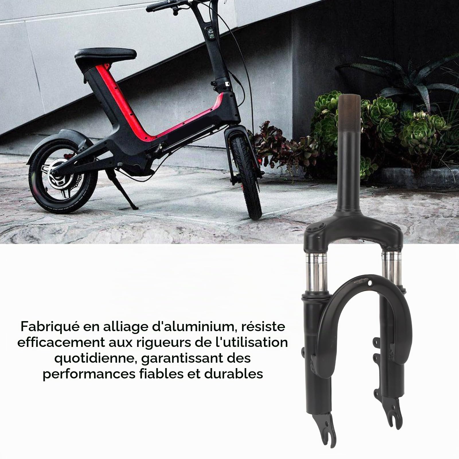 BROLEO Fourche avant Amortisseur hydraulique à suspension en alliage d'aluminium pour trottinette électrique, moto, vélo électrique, pour pneus de 14 pouces