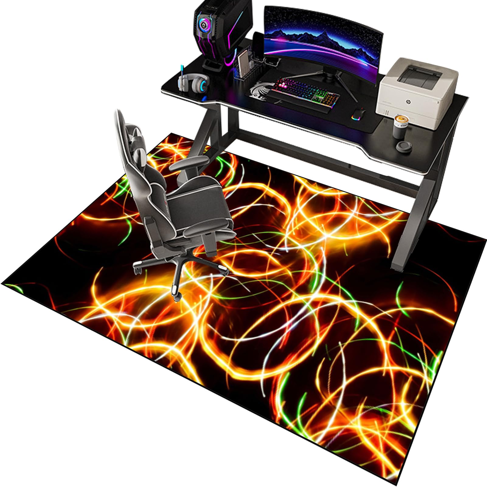 EYKWKB 130 x 150 cm Gaming Chair Mat for Carpet Floors, Chair Mat for Hard Floor, Carpet Protector Chair Mat, Office Chair Mat Desks Mats Large, Floor Protector for Home Office Study Wooden Floors