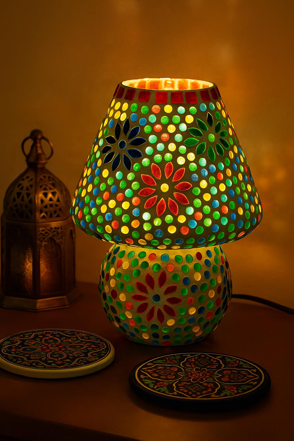 Vidal Regalos Lampara de Sobremesa Mosaico Cristal 22 cm