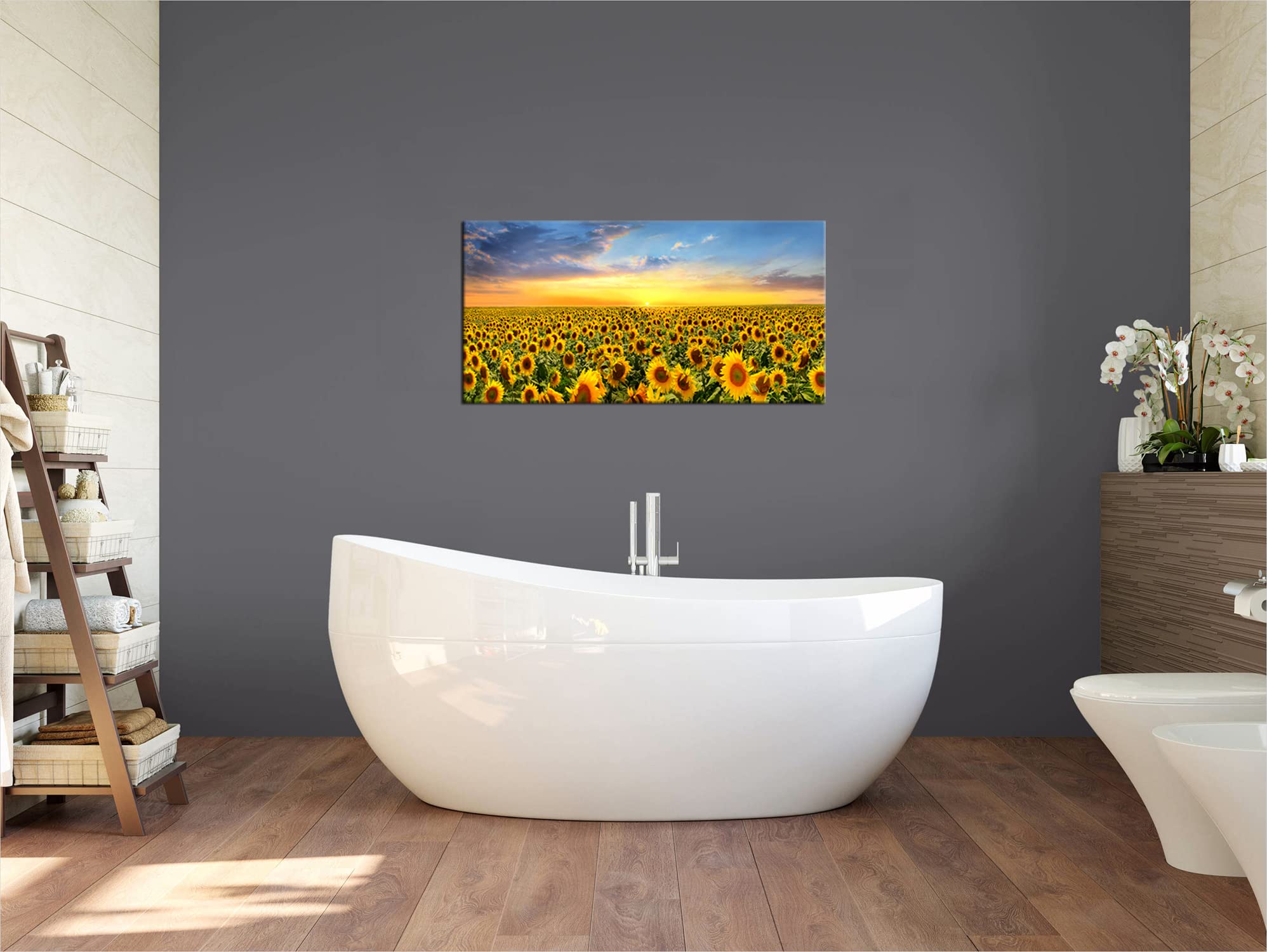 JGGXHM Girasole Decorazione da parete per soggiorno, immagine su tela per camera da letto, fiori gialli, opere d'arte, bagno, paesaggi, stampe