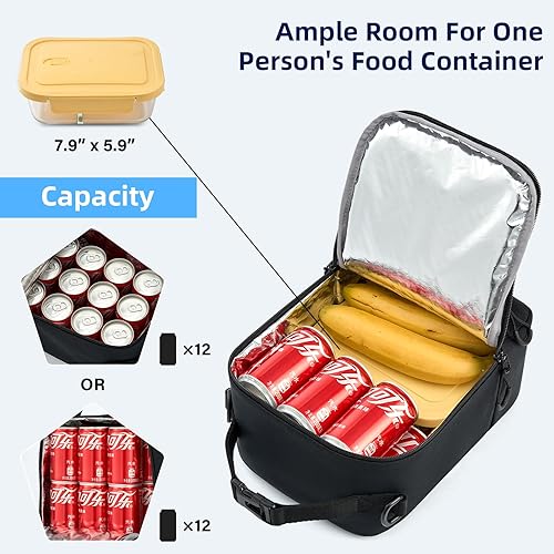 Miniatura 3 de Lonchera aislada con correa ajustable para el hombro, lonchera para mujeres y hombres, lonchera portátil reutilizable para oficina, trabajo, picnic