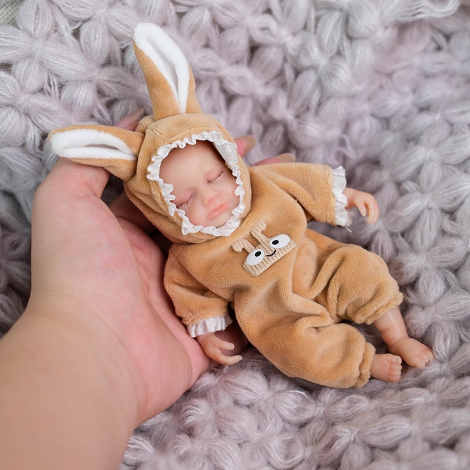 Lonian 4.5 Inch Mini Reborn Baby Girl Ellie, Realistic Silicone Mini Doll, Stress Relief for Kids, ADHD, Autism, Elderly, Grieving Mothers (Sleeping)