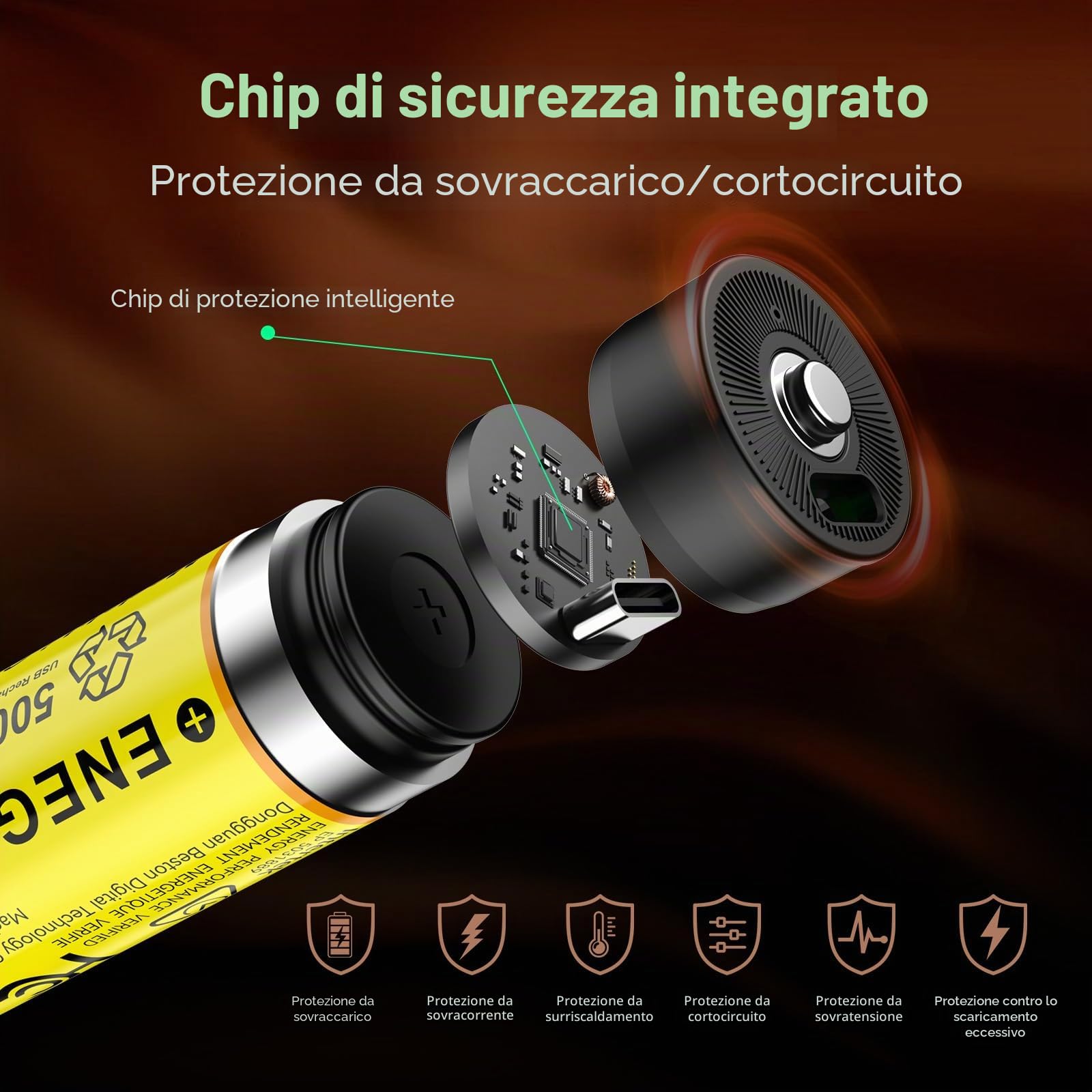 ENEGON 4 Batterie Ricaricabili al Litio C/LR14, 1,5 V 7200mWh, con Cavo di Ricarica Rapida USB-C, Compatibili con Lettori CD, Radio, Torce Elettriche, Luci di Emergenza e Giocattoli per Bambini