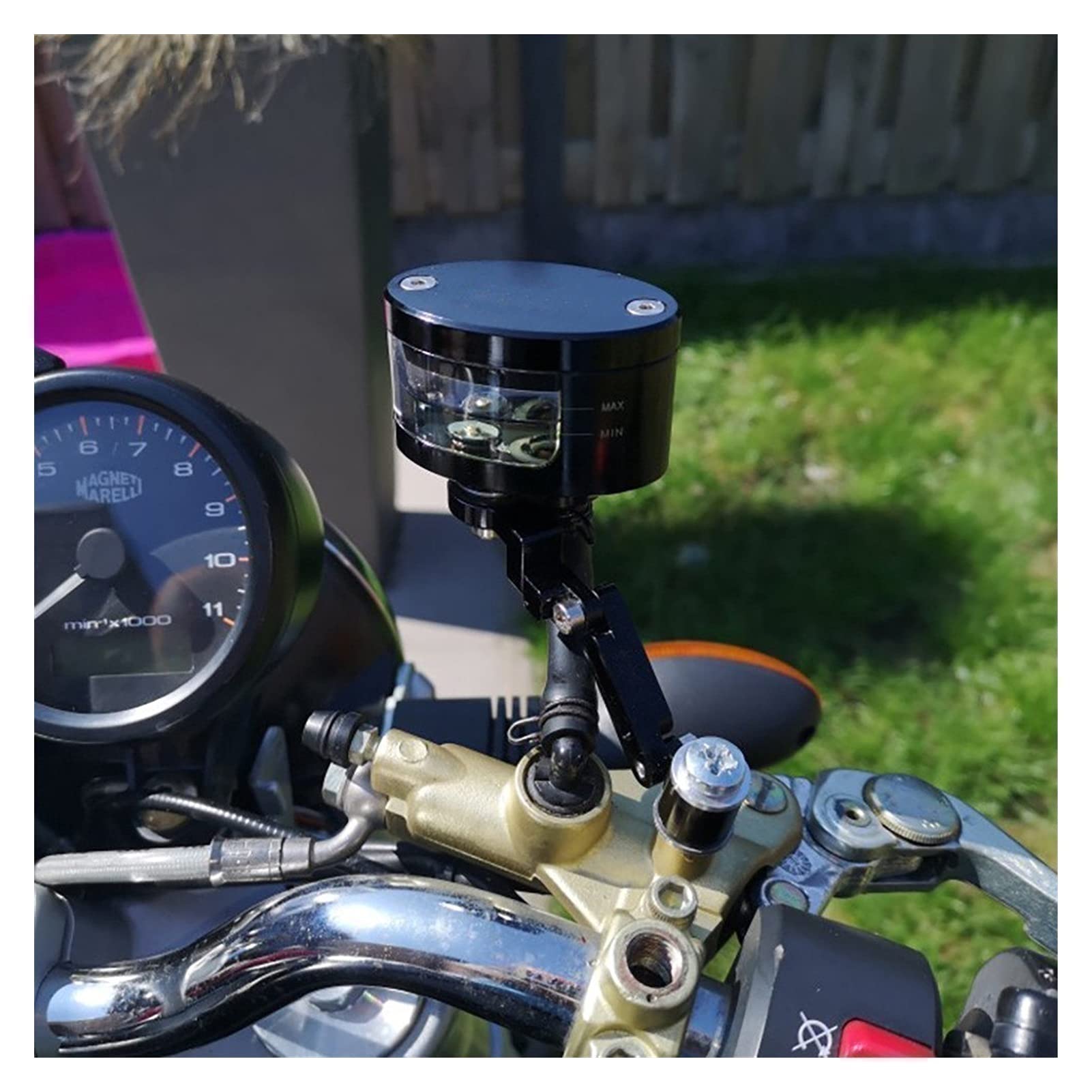 Depósito De Líquido De Freno De Motocicleta, Depósito De Embrague, Taza De Líquido De Aceite para YH YZF-R1 YZF-R6 YZF R1 R3 R6 R15 R25 R125 TMAX 500 530 Xmax(Gris)