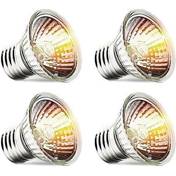 Pack of 4 Reptile Terrarium Heat Lamp Sunbathing Reptile Lamp 50 W E27 UVA UVB Halogen Turtle Heat Lamp Terrarium Lamp Heat Lamp Bulb for Reptiles
