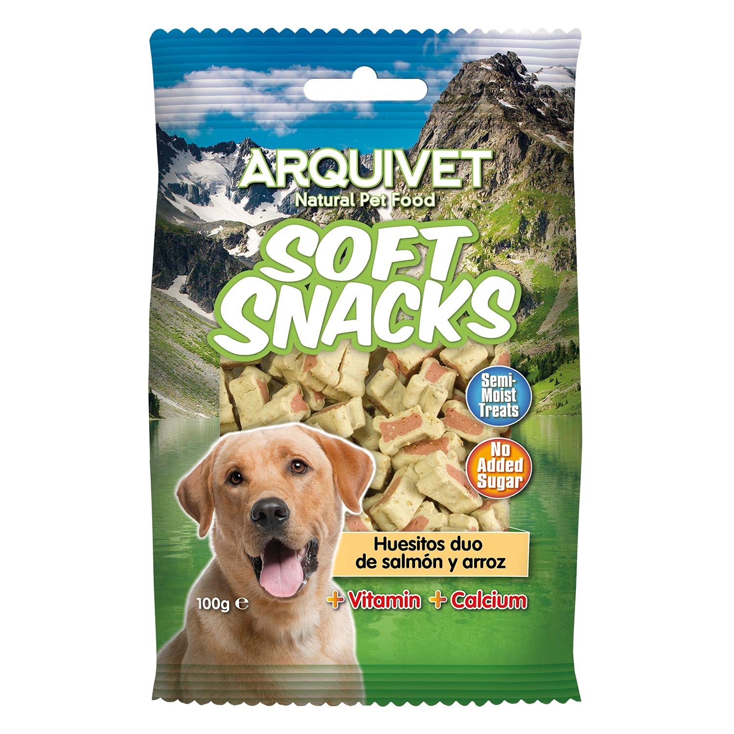 ARQUIVET Soft Snacks para Perro Huesitos Duo salmón y arroz Pack 14 x 100 g - Snacks Naturales para Perros de Todas Las Razas - Premios, recompensas, chuches para Perros