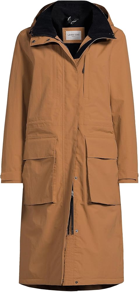 Lands' End Womens Squall Stadium Insulated Coat Canyon Camel Plus