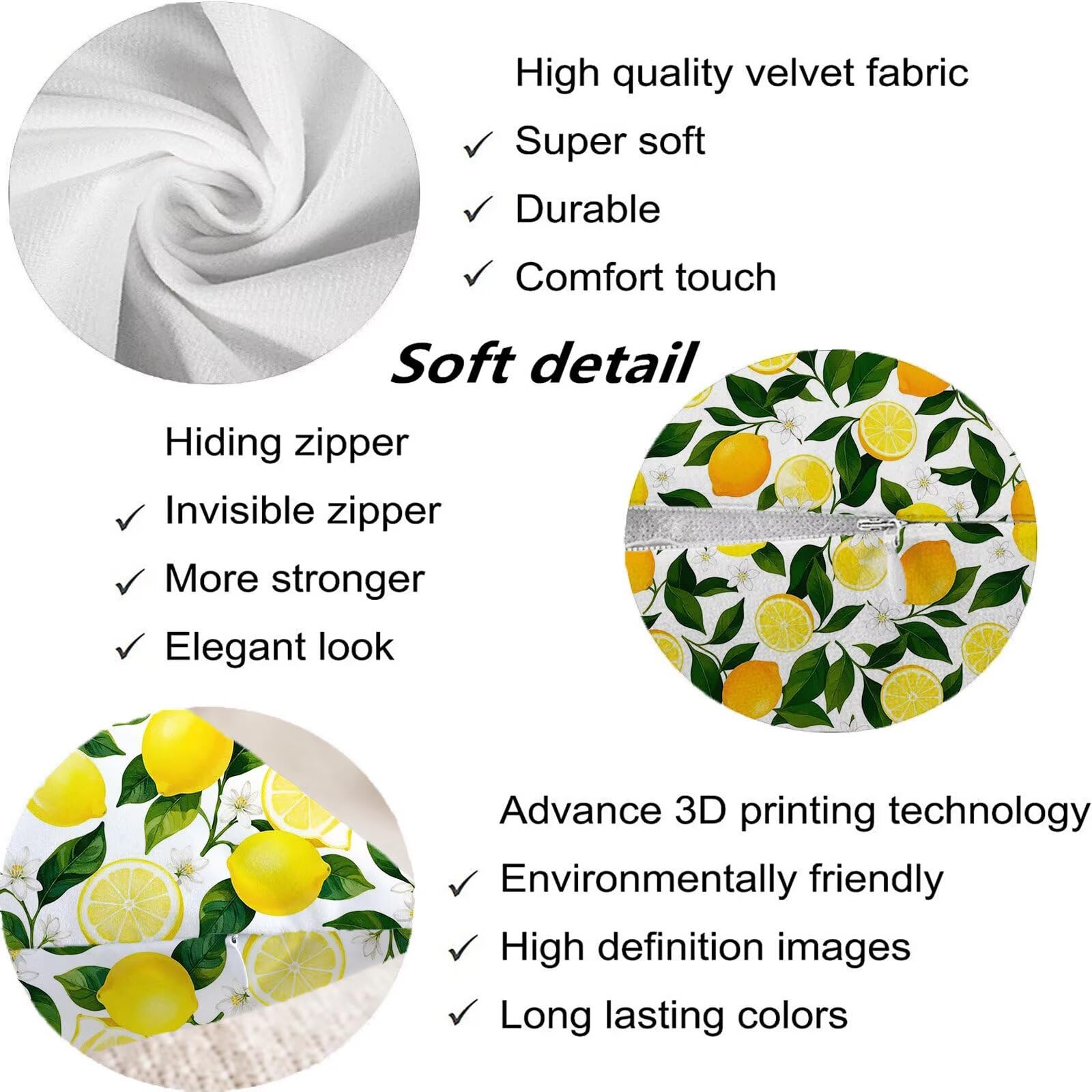 Giallo Federe Cuscini Divano 50x50cm, Cuscini da Esterno Set de 4, Cod-143 | Velour Copricuscini Decorativi Letto Arredo, per Letto, Soggiorno, Giardino, Esterno, Casa Decorazione Set di 4 Pianta
