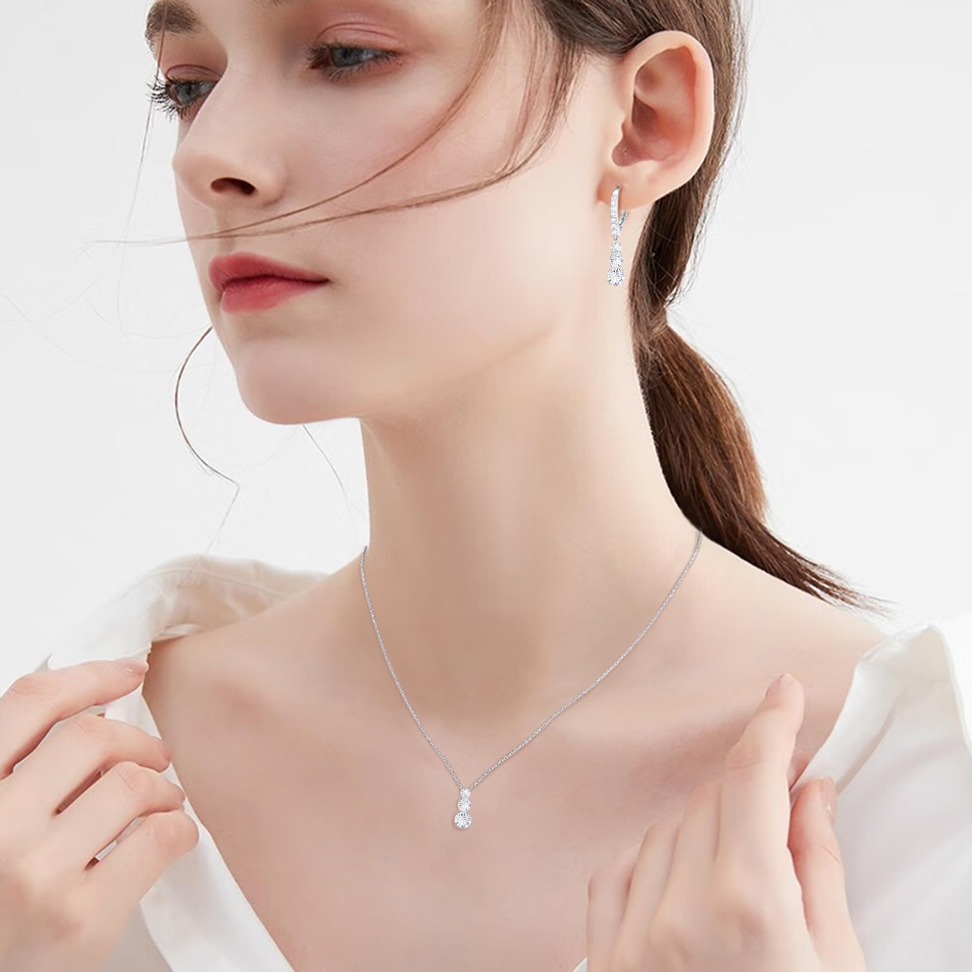 Trilogy, set di gioielli da donna con zirconi cubici e orecchini