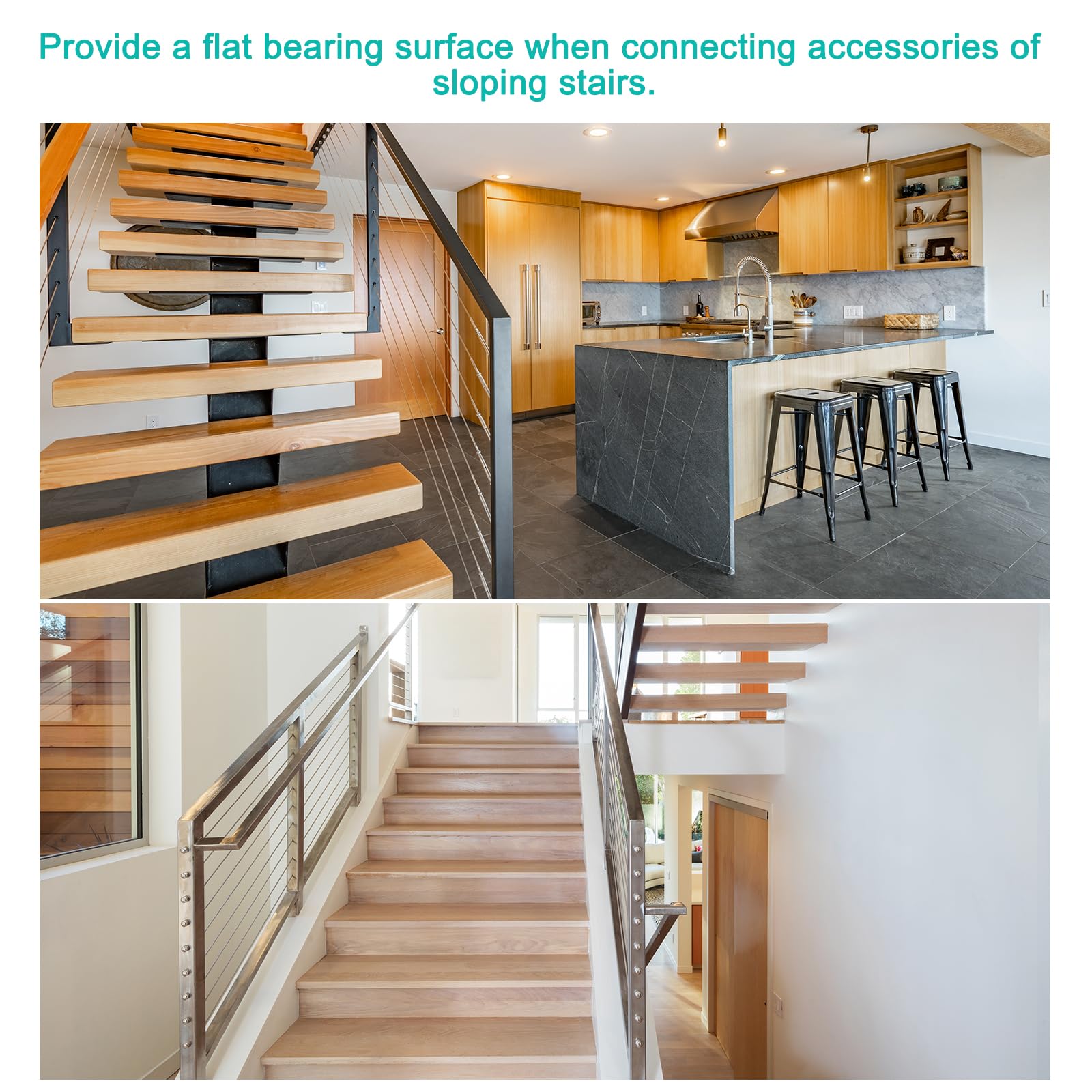 QUARKZMAN 20 Pcs 1/4" 37 Gradi Angolo Rondella Smussata, T316 Acciaio Inossidabile Rondella Angolata per Ringhiere Cavi Estremità Scale Paletti Legno Metallo, Argento