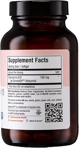 Miniatura 2 de CoQ10 Ubiquinol - Cápsulas blandas CoQ10 de 100 mg - Suplemento Kosher Co Q 10 para salud cardiovascular - Absorción superior - Suplemento Co Q10