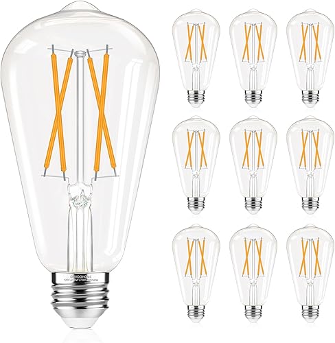 Miniatura 9 de – Bombillas Edison regulables, 4000K luz blanca diurna, 6 W equivalentes a 60 vatios, bombilla LED E26, bombillas vintage ST58, 600 lm, CRI de 90+,