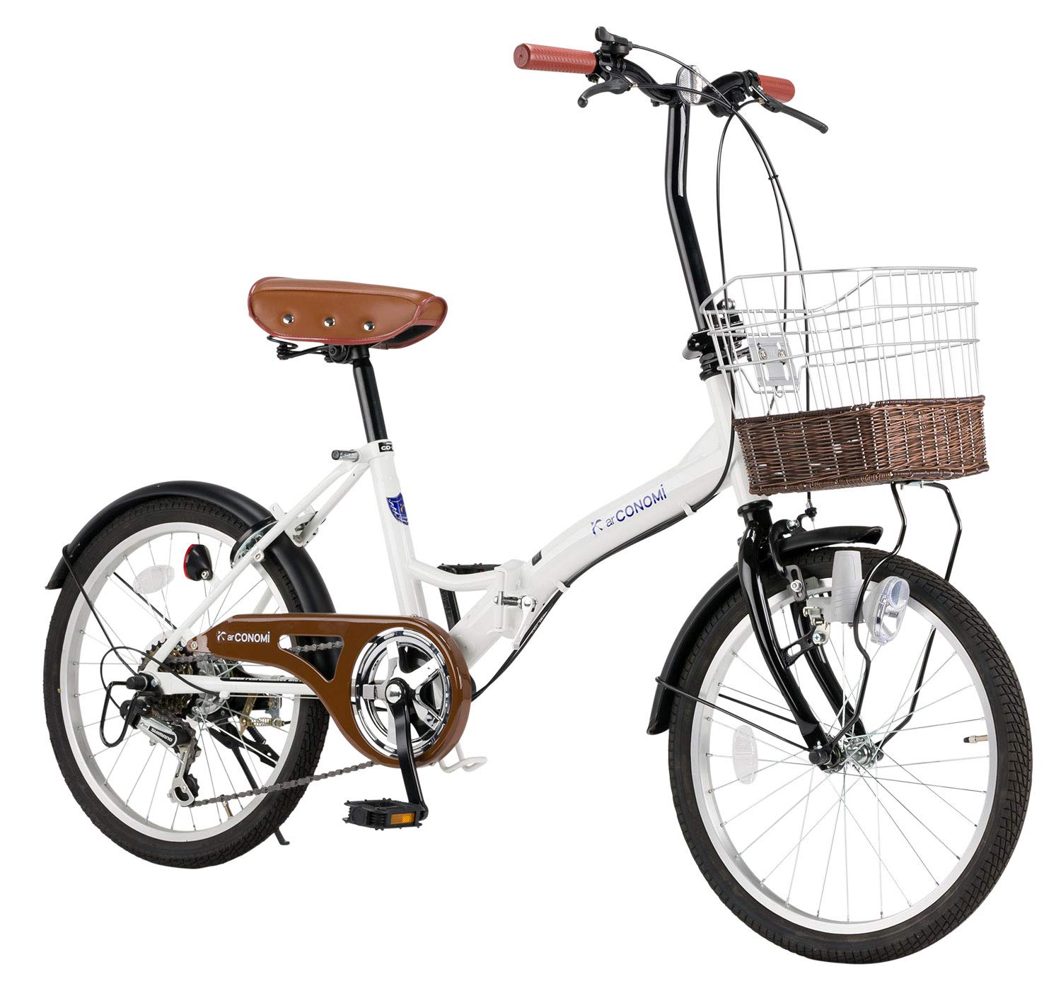 後輪チューブ新品！】6段変速 20インチ折りたたみ自転車 ホワイト