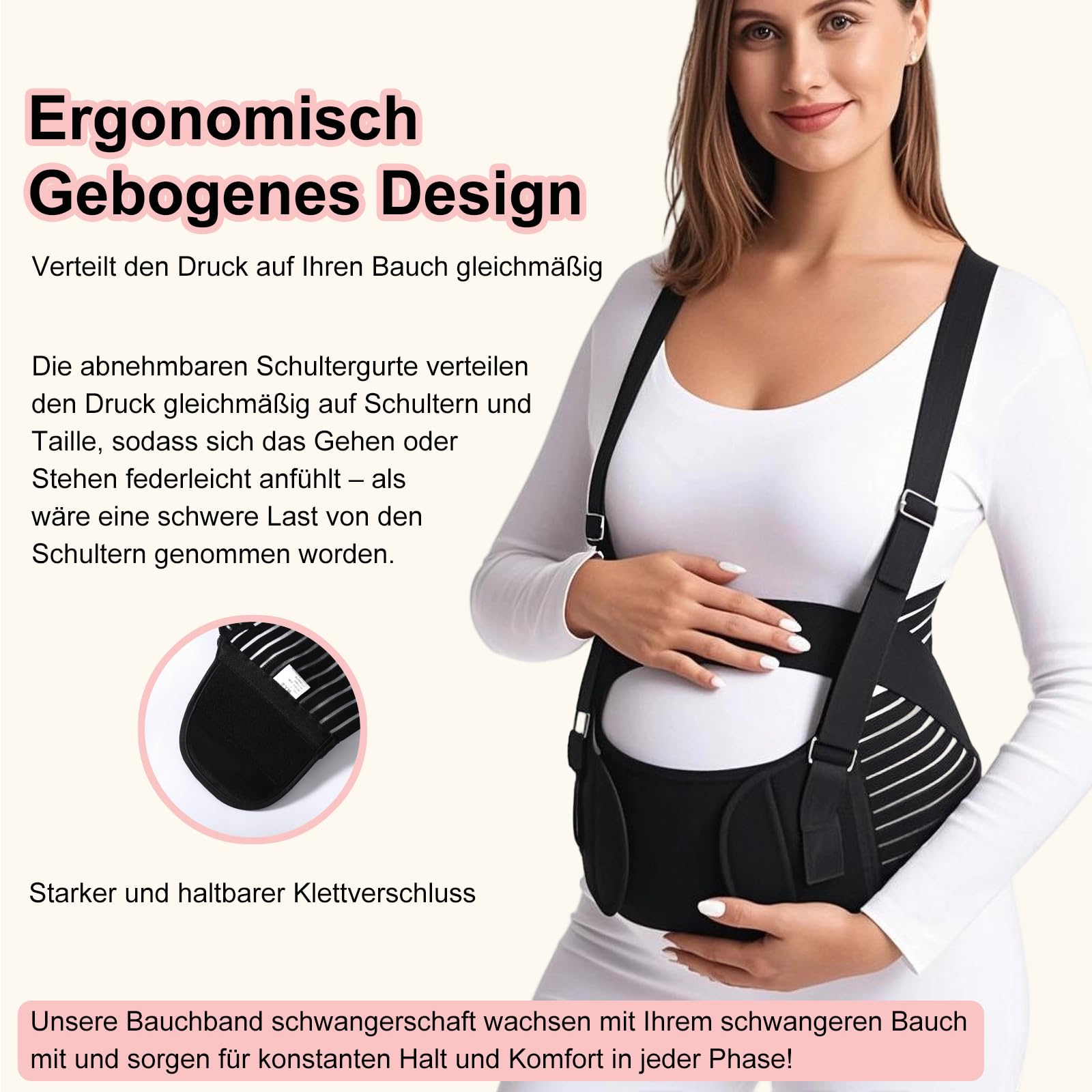 5 in 1 Bauchgurt Schwangerschaft Bauchband Schwangerschaft mit Verstellbaren Trägern Schwangerschaftsgürtel Schwangerschaftsgurt Auto Umstandsmode Belly Band Pregnancy für Stützt Taille & Bauch