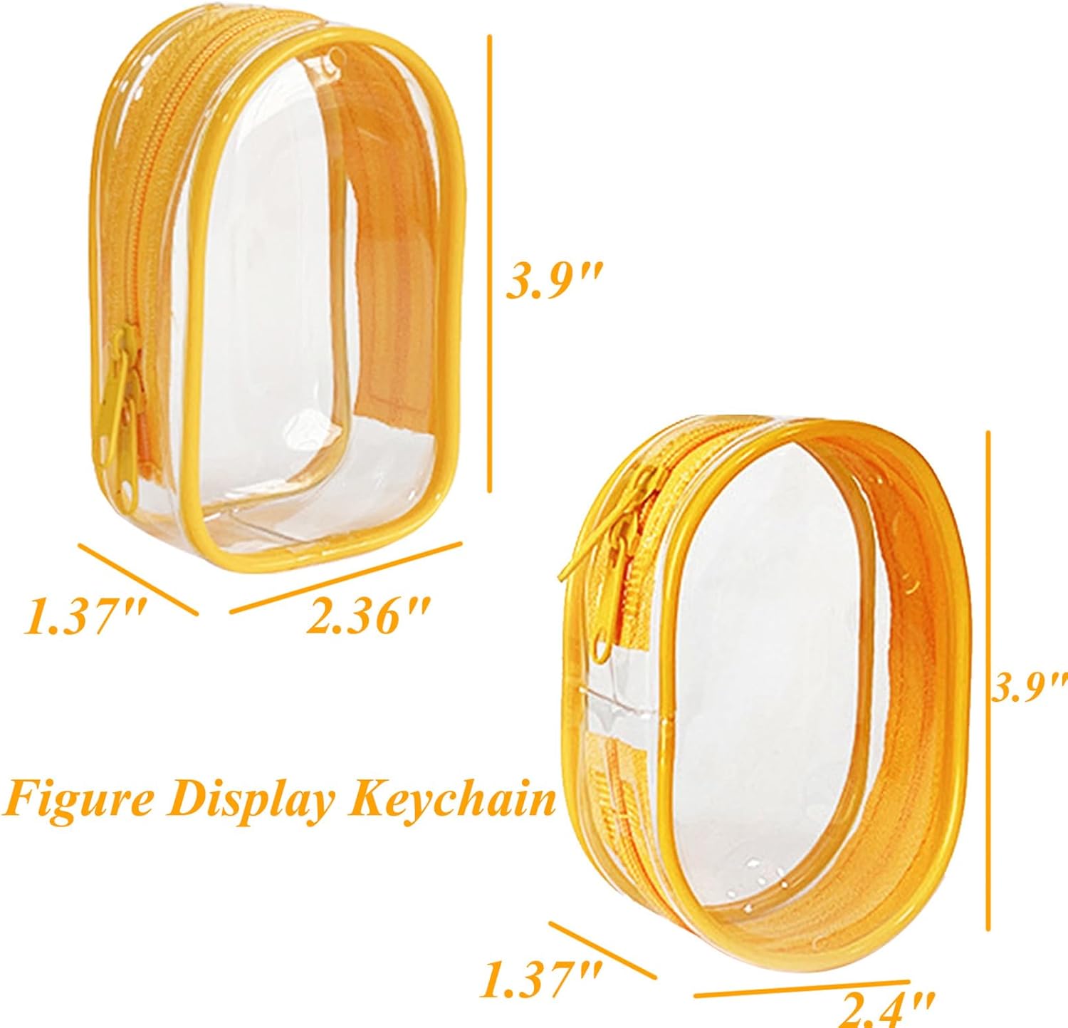 2Pcs Clear Figure Display Case with Keychain for Figurine, Keychain Pouch Blind Box Carrying Case for Collectors