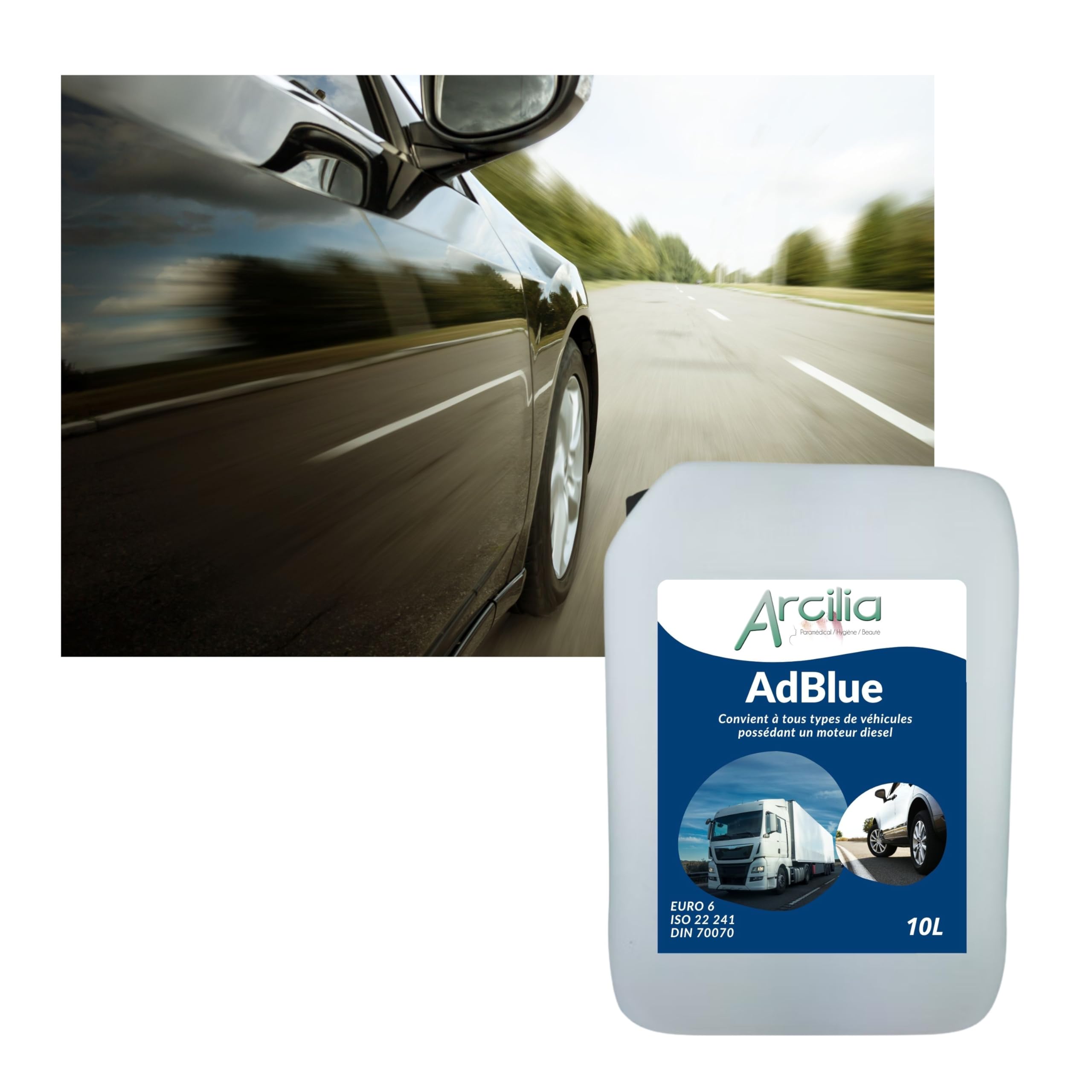 ARCILIA - AdBlue 10L avec bec verseur - additif moteur diesel ad blue - biodégradable et non polluant - 3 bidons
