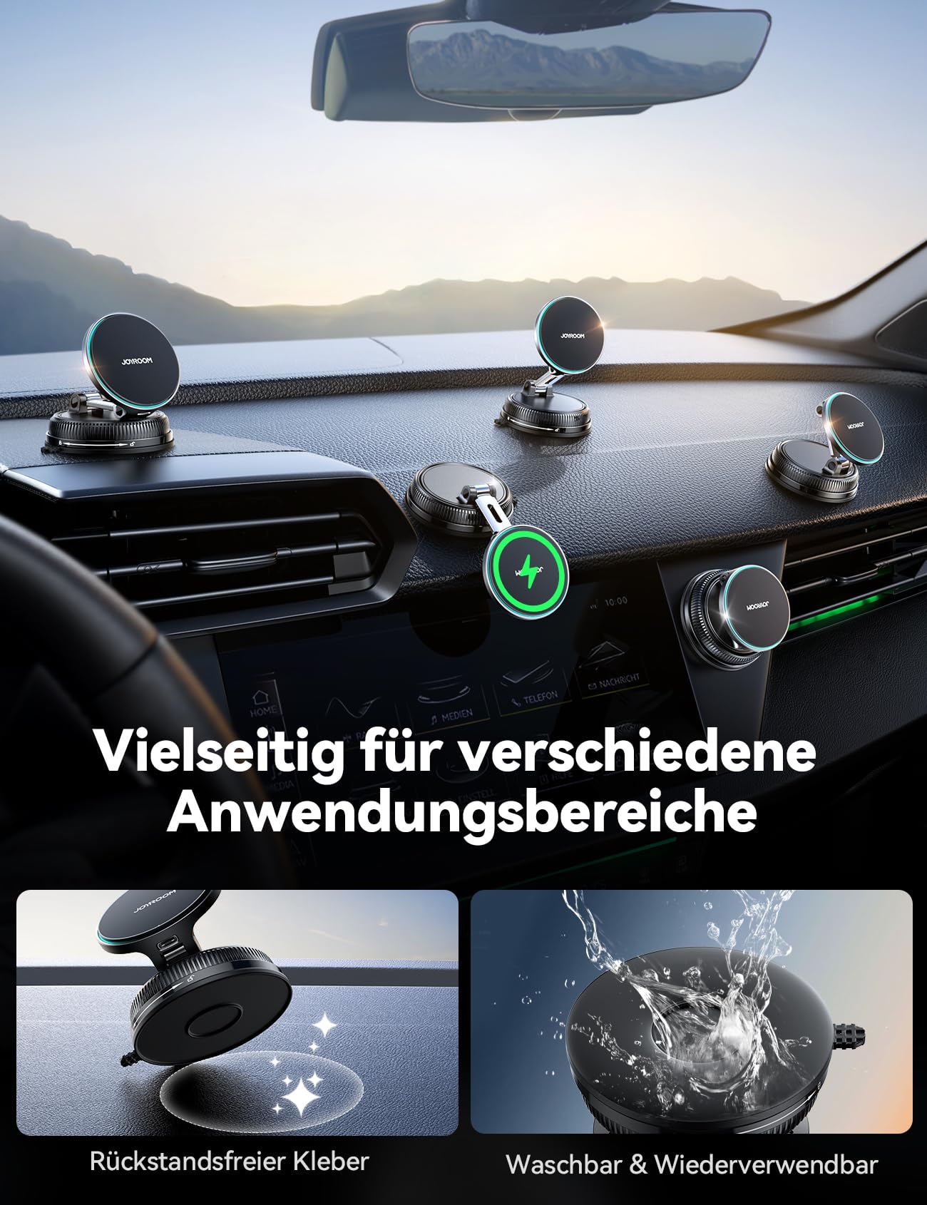 JOYROOM Magsafe Autohalterung mit Ladefunktion 15W,[Vakuum & Stärkster Gel ] Handyhalterung Auto mit Ladefunktion,360° Drehbarem & Klappbarem Charger Magnet Handyhalterung fürs Auto iPhone 17-12