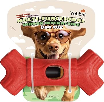 Yobbai Bully Stick Holder for Large Dogs 55+ lbs Heavy Duty Chew Toy & Anti-Choking Treat Holder, BPA-Free Adjustable Clamp for Aggressive Chewers, Dishwasher Safe, Promotes Dental Health