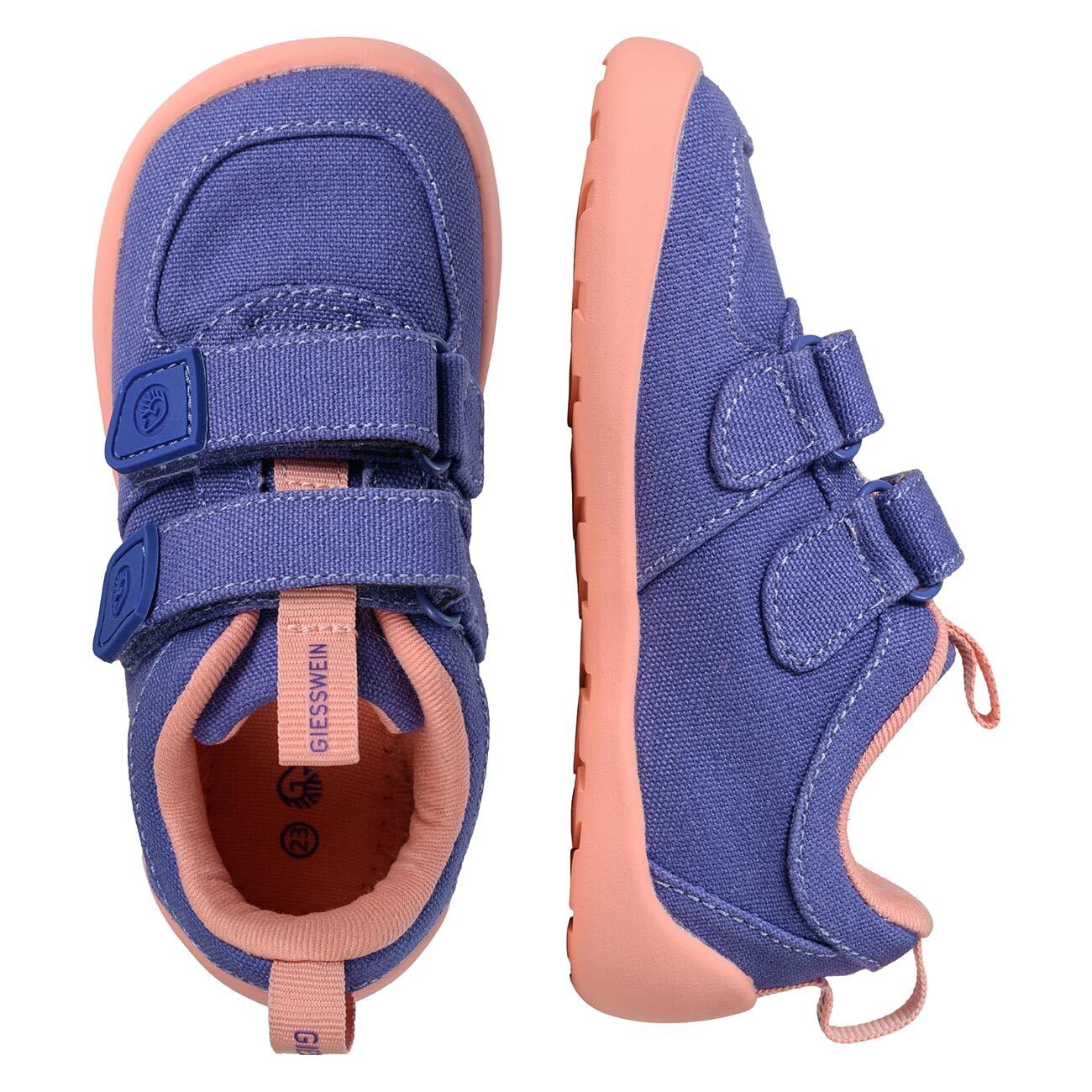 Giesswein Kids Barefoot - Atmungsaktive Barfußschuhe für Kinder | Breite Zehenbox & praktischer Klettverschluss – flexible Schuhe aus Baumwoll-Canvas mit natürlichem Laufgefühl