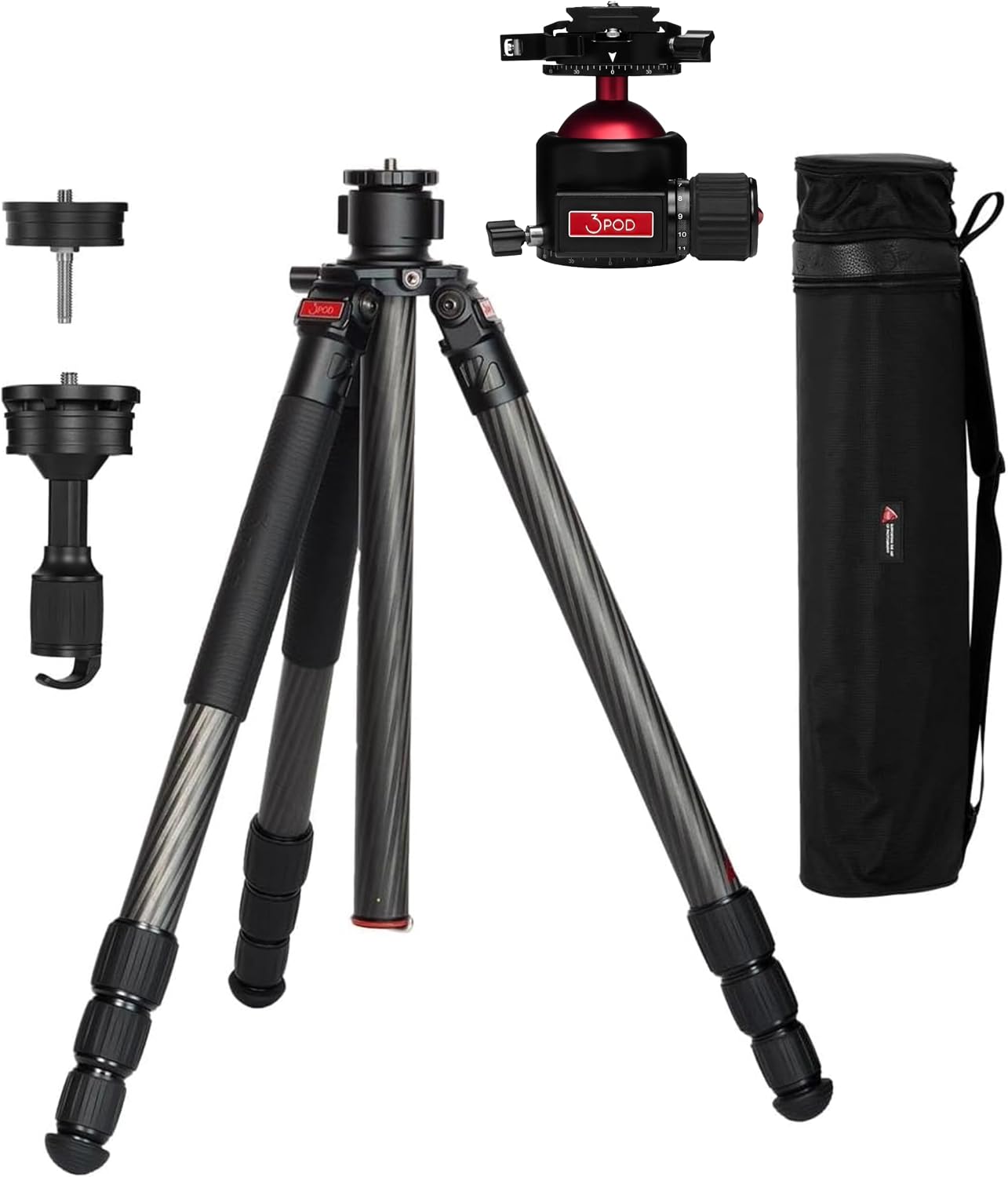 3Pod Everest T5 Carbon Fiber Tripod with H4 Ball Head and Arca-Type Quick Release – 4-Section, Lightweight, Durable, Adjustable Height for Photography, Videography, and Travel